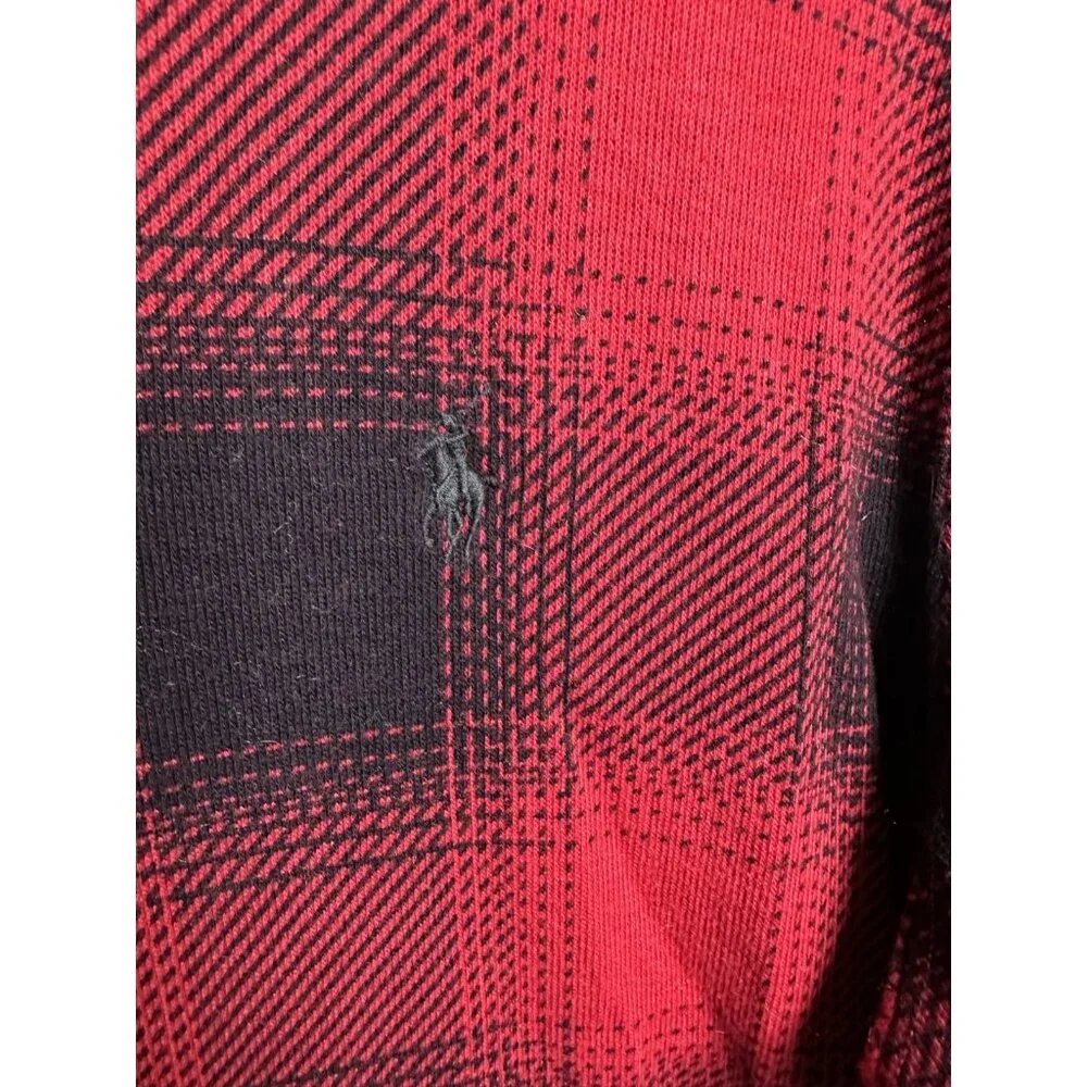Polo Ralph‎ Lauren Medium 1/4 Zip Long Sleeve Top Mens Buffalo Plaid Mock Neck